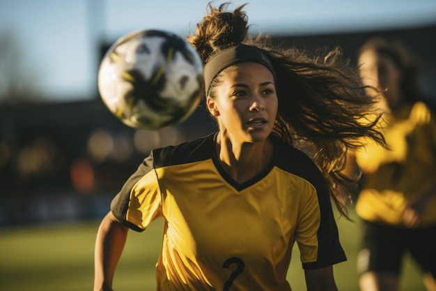 View of female soccer player on the field