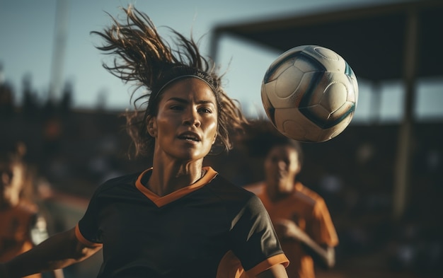 View of female soccer player on the field