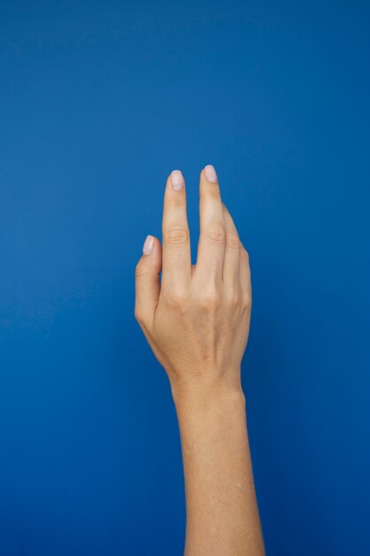 Вид человеческой руки на чистом фоне