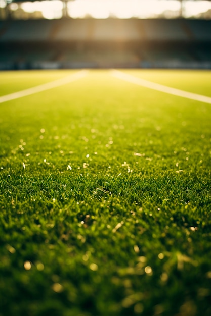 View of soccer field with grass