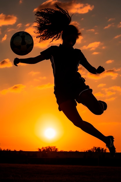View of soccer player silhouette during match