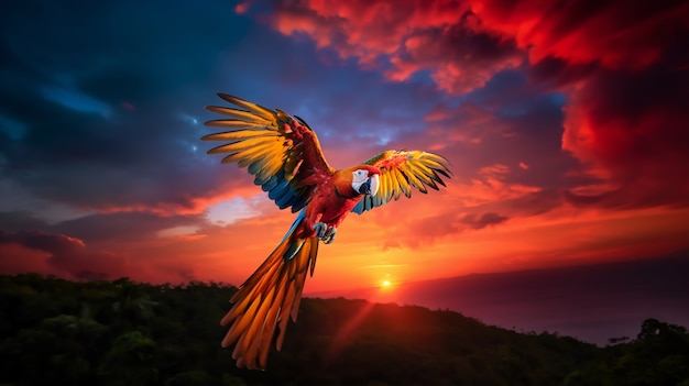 Free photo view of wild parrot