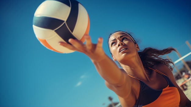 Volleyball with female player and ball