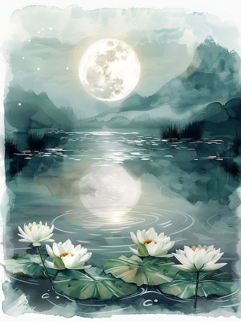 Free photo watercolor moon illustration