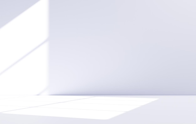 Бесплатное фото Белый абстрактный фон с оконными огнями и тенями на фоне 3d иллюстрации пустая презентация сцены дисплея для размещения продукта