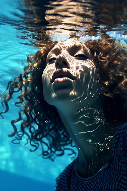 Женщина позирует под водой