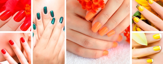 Women with colorful creative nail art