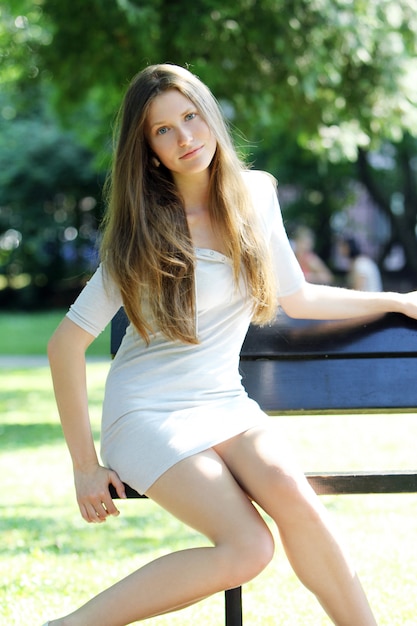 Young and beautiful woman in park