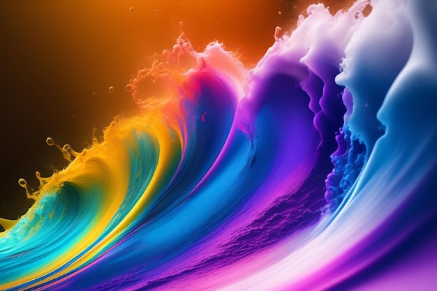 Бесплатное фото Красочная волна окрашена в радужный цвет.