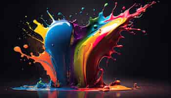 Free photo abstract paint splashing in vibrant colors liquid motion generated by ai