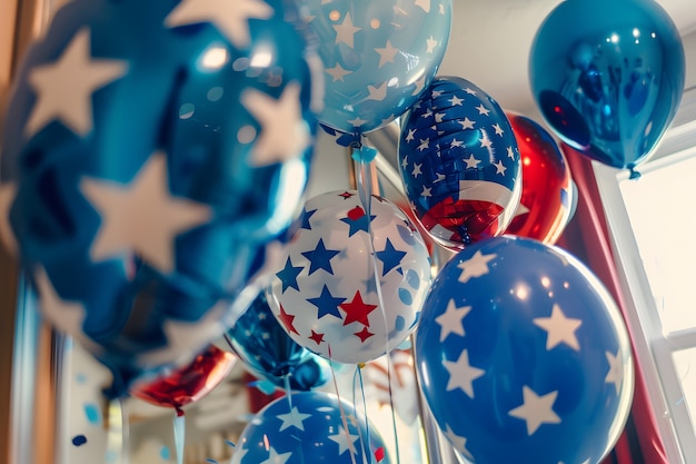 Бесплатное фото Американские цвета домашних украшений для празднования дня независимости