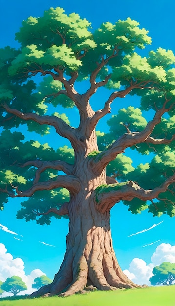 Бесплатное фото Иллюстрация дерева аниме