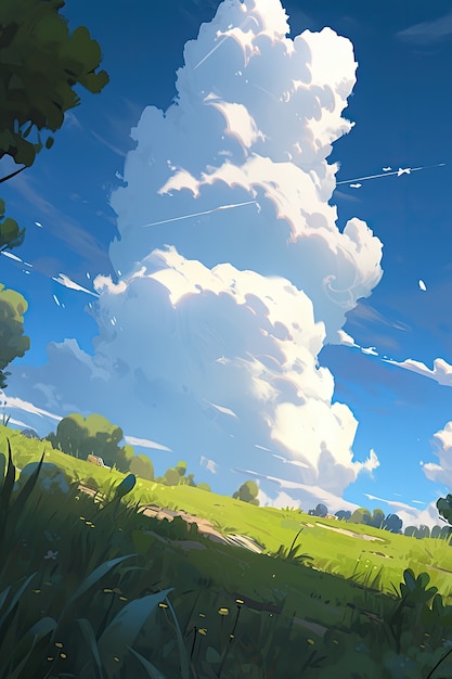 Бесплатное фото Облака в стиле аниме