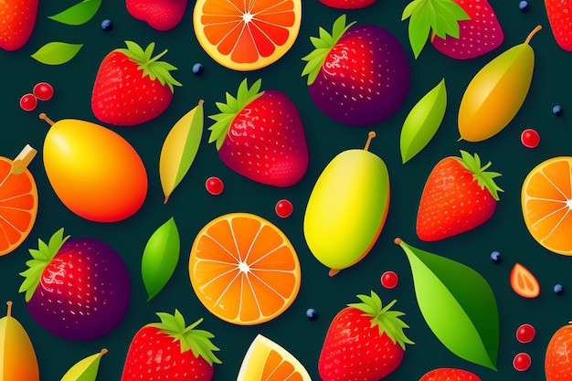 Free photo a background with fruits and berries on it