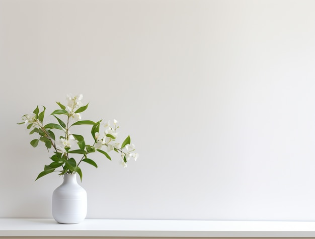 無料写真 白い壁と植物の背景