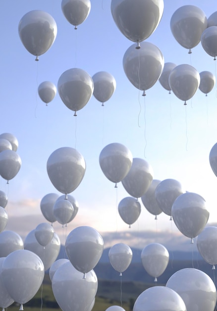 Бесплатное фото Композиция из воздушных шаров с прекрасным видом