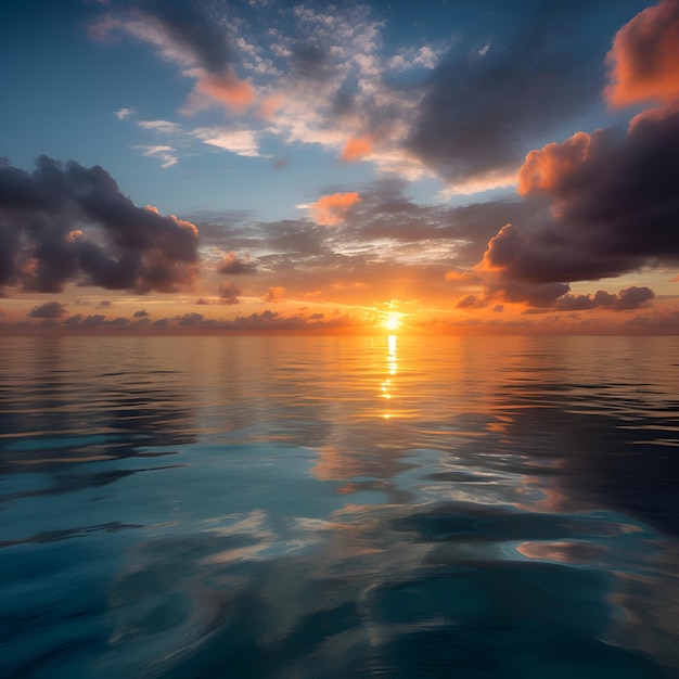 Бесплатное фото Прекрасный морской пейзаж закат над морем драматическое небо