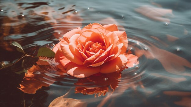 Beautiful rose on water