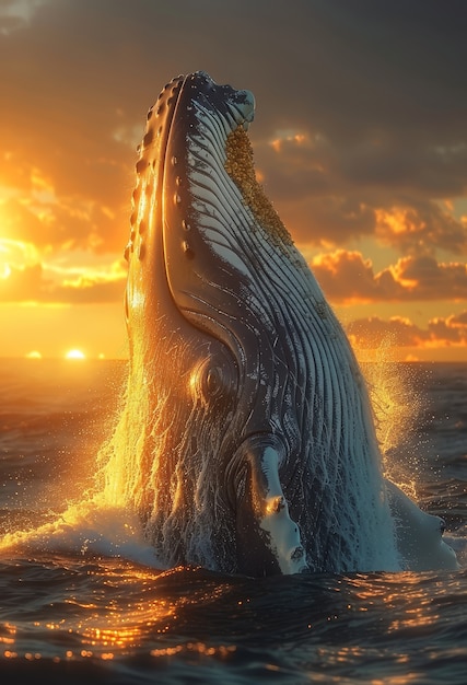 Beautiful whale crossing the ocean