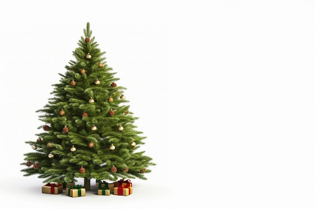 Красиво украшенная рождественская елка на белом фоне