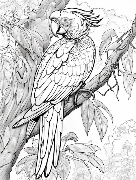 Free photo bird coloring page line art