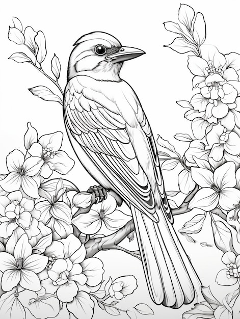 Free photo bird coloring page line art