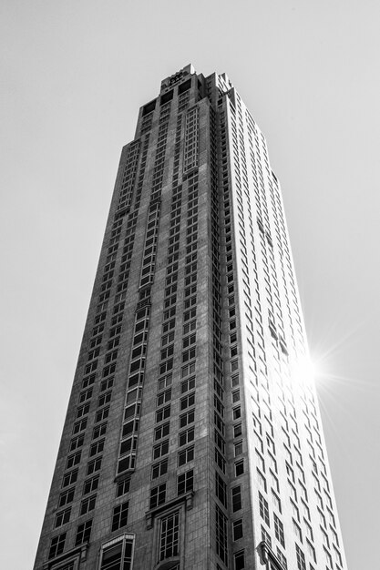 Black and white dramatic landscapes with tall building