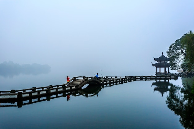 bridge and fog