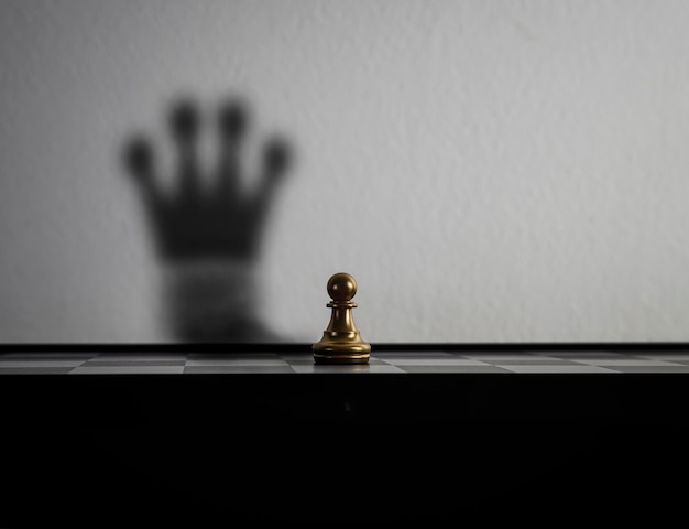 Free photo chessman is changed to the shadow of the crown.