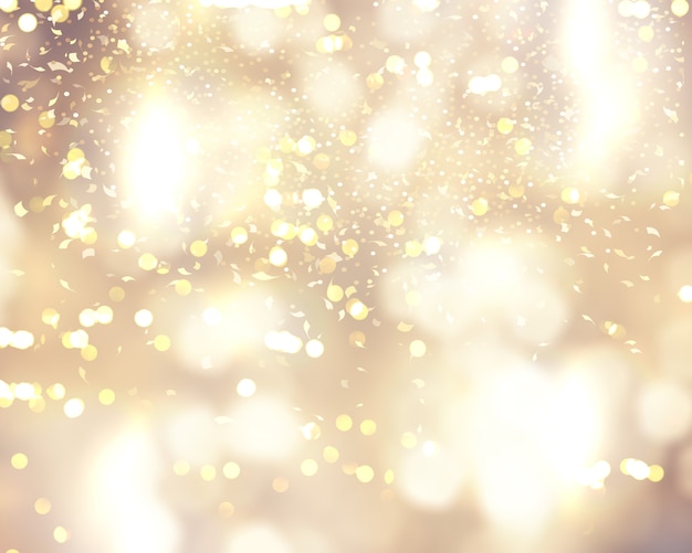 Free photo christmas background with confetti and bokeh lights