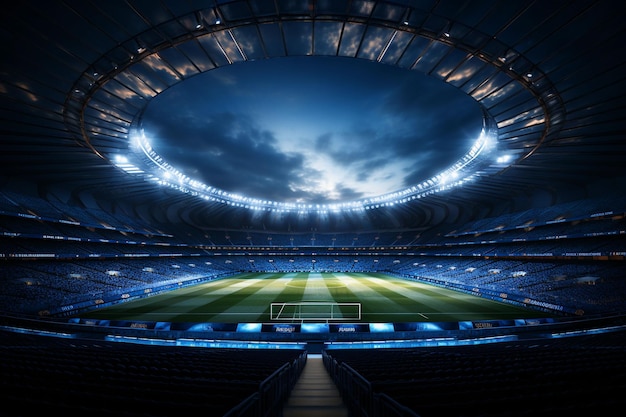 Бесплатное фото Кинематографический снимок спортивного футбольного стадиона