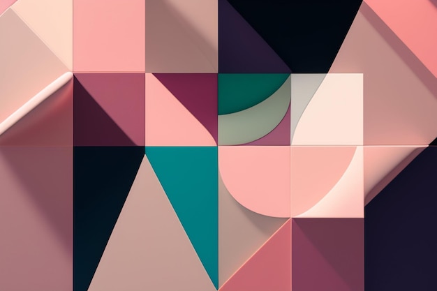 Free photo a colorful wallpaper with a geometric design in pink, green, and blue.
