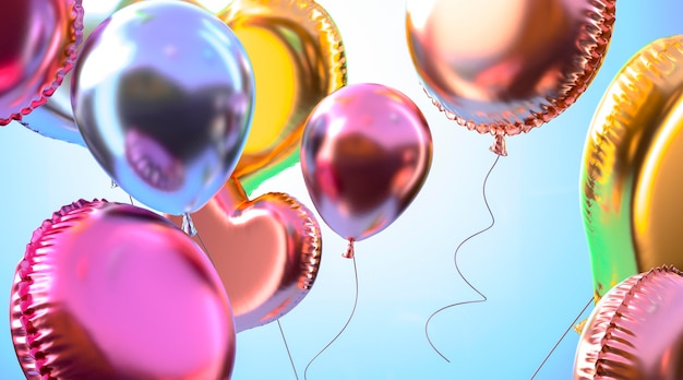 Бесплатное фото Красочная реалистичная композиция из воздушных шаров