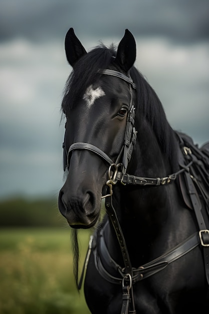 Крупным планом на черном коне