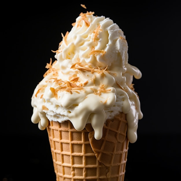 Бесплатное фото Отличный вкус мороженого с конусом