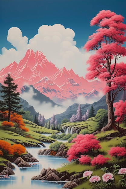 Бесплатное фото Цифровое искусство красивые горы