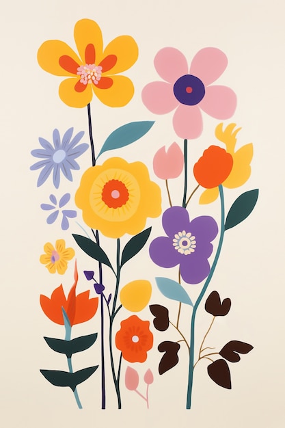 Free photo digital art of organic floral shapes pattern