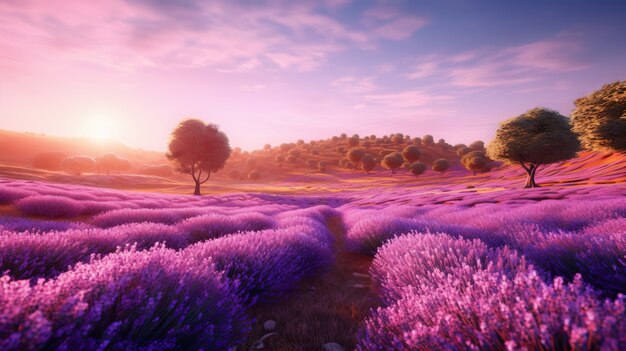 Digital lavender natural landscape