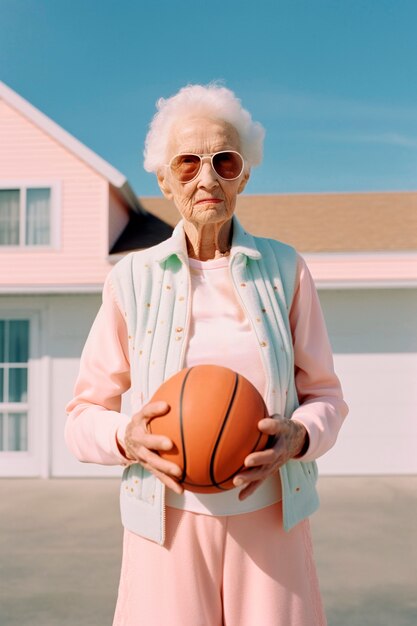 Elderly person doing sport