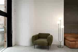 Бесплатное фото Пустая современная комната с мебелью