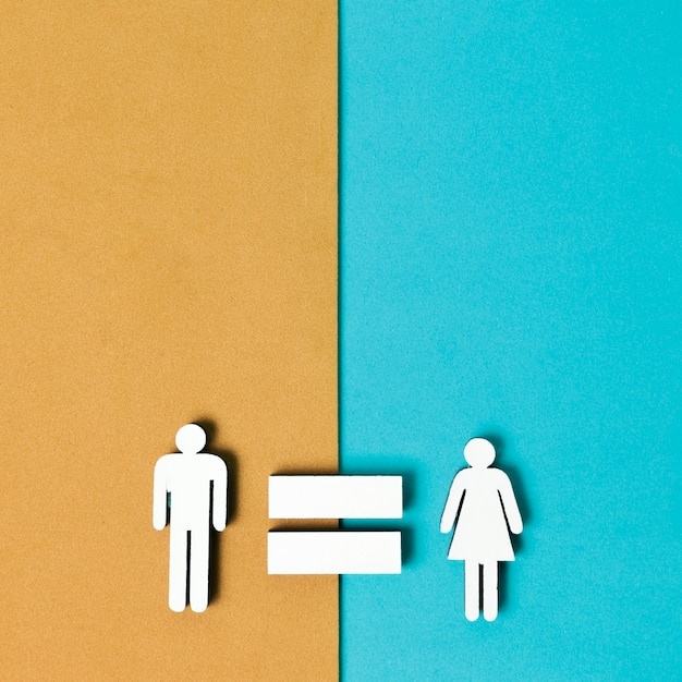 남자와 여자 화려한 배경 사이의 평등