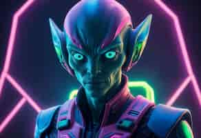 Бесплатное фото Фантастические инопланетяне в ярких неоновых цветах
