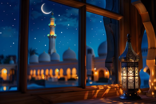 Бесплатное фото Фантастическая архитектура мечети для празднования исламского нового года