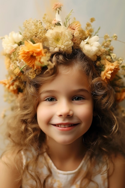 Бесплатное фото Фронтовая девушка позирует с красивыми цветами