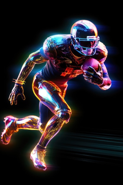 Free photo futuristic football soccer player with glowing lights