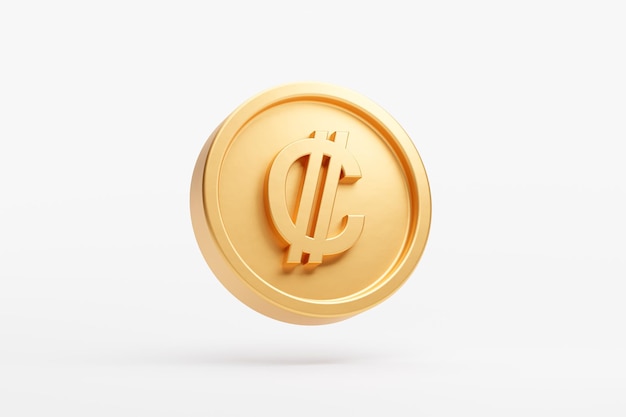 Бесплатное фото Золотая монета колон коста-рика валюта деньги значок знак или символ бизнес и финансовый обмен 3d фоновая иллюстрация