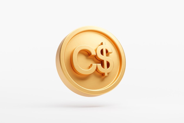 Бесплатное фото Золотая монета доллар канада валюта деньги значок знак или символ бизнеса и финансового обмена 3d фоновая иллюстрация