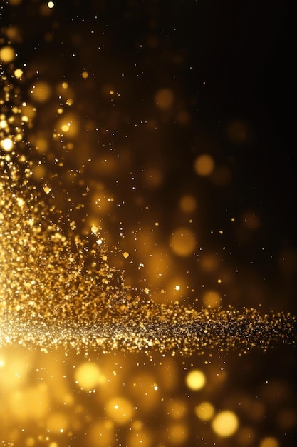 Бесплатное фото Золотые блестящие огни на изолированном темном фоне золотая блестящая пыль расфокусированная текстура