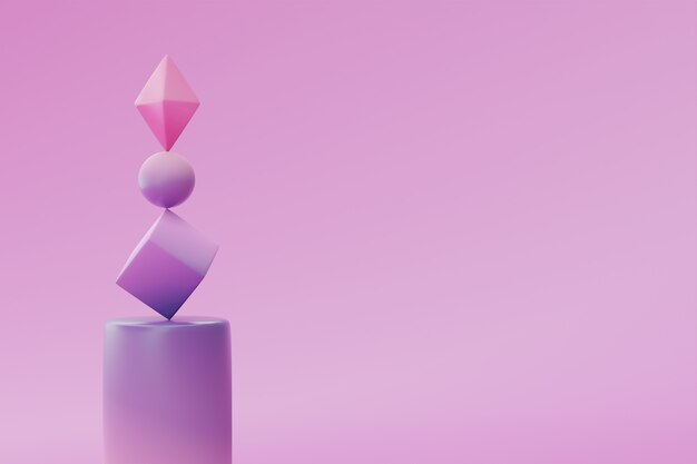 Градиентный розовый бриллиант и геометрические фигуры