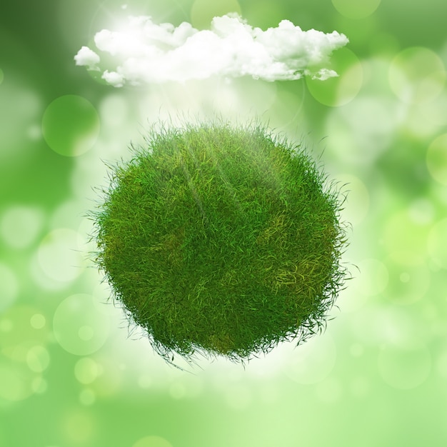 Free photo grassy globe under a cloud with sunlight